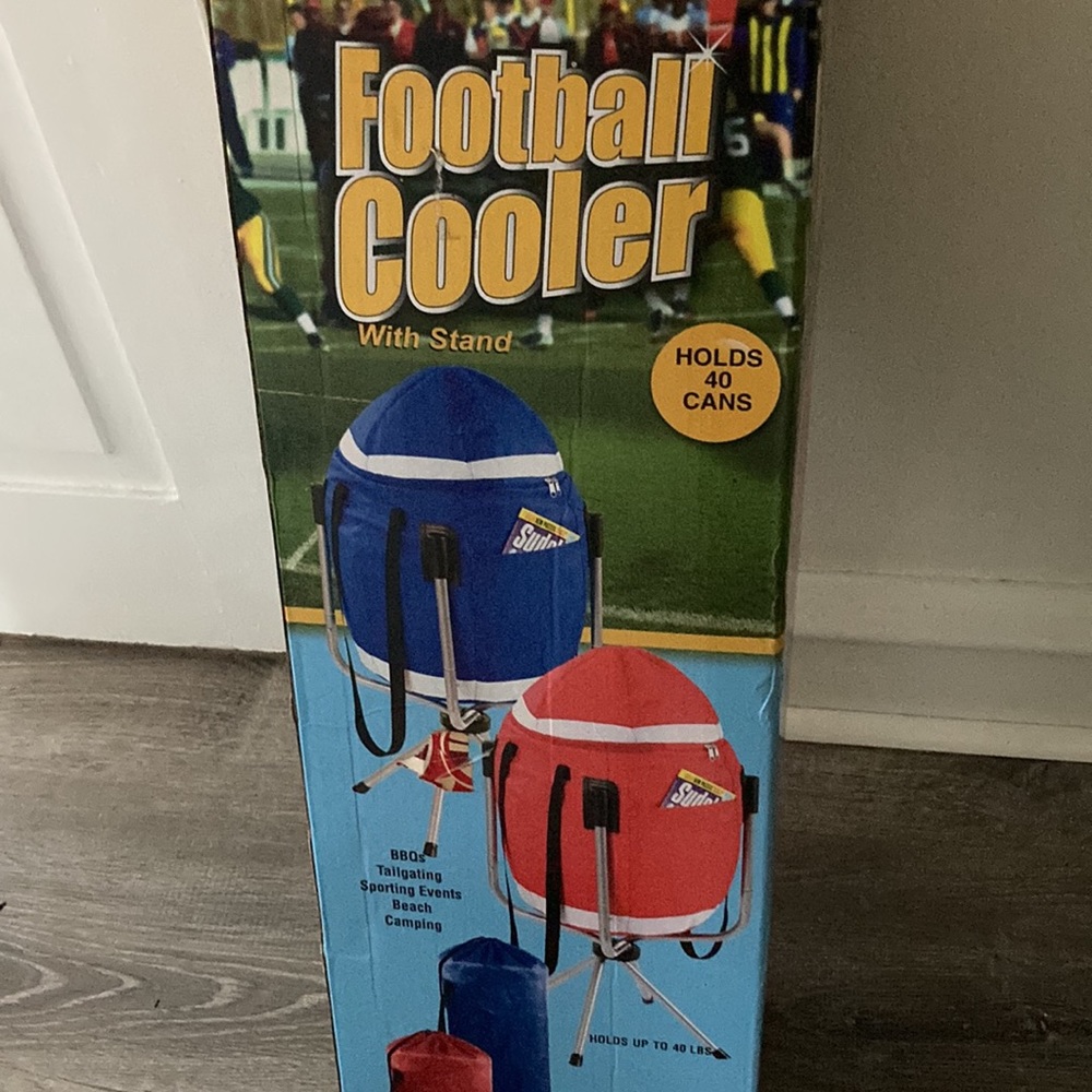 Portable & insulated with stand football cooler hold up to 40 cans